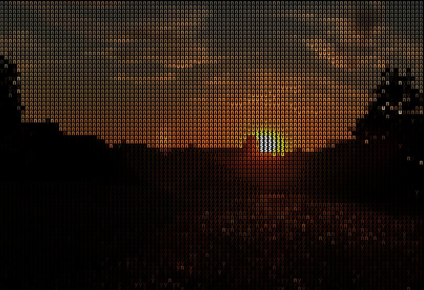 Dark typographic scene with warm amber lighting and a bright square light source.